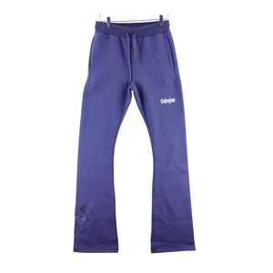 Civil Regime Mens Medium Purple Flared Sweatpants Rose Embroidered Joggers
